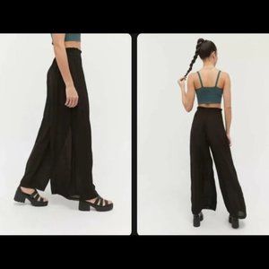 Black Gauzy Wide-Leg Pants